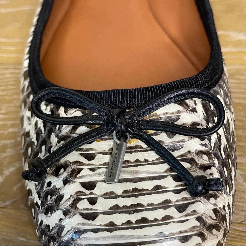 Coach Lola Ballet Black and White Snakeskin Flats Size 7